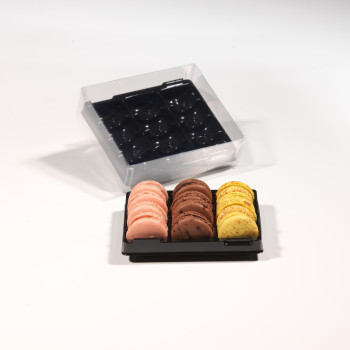 BOITE 12 MACARONS AVEC ALVÉOLE NOIR