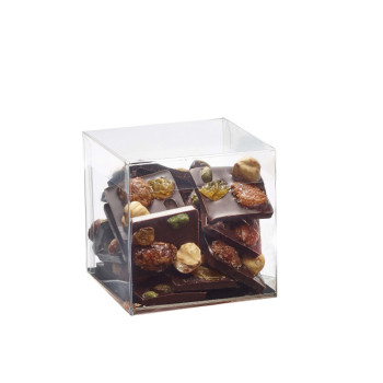 CUBE PVC CRISTAL 120X120X120/15MM + PLAQUE NOIRE/OR