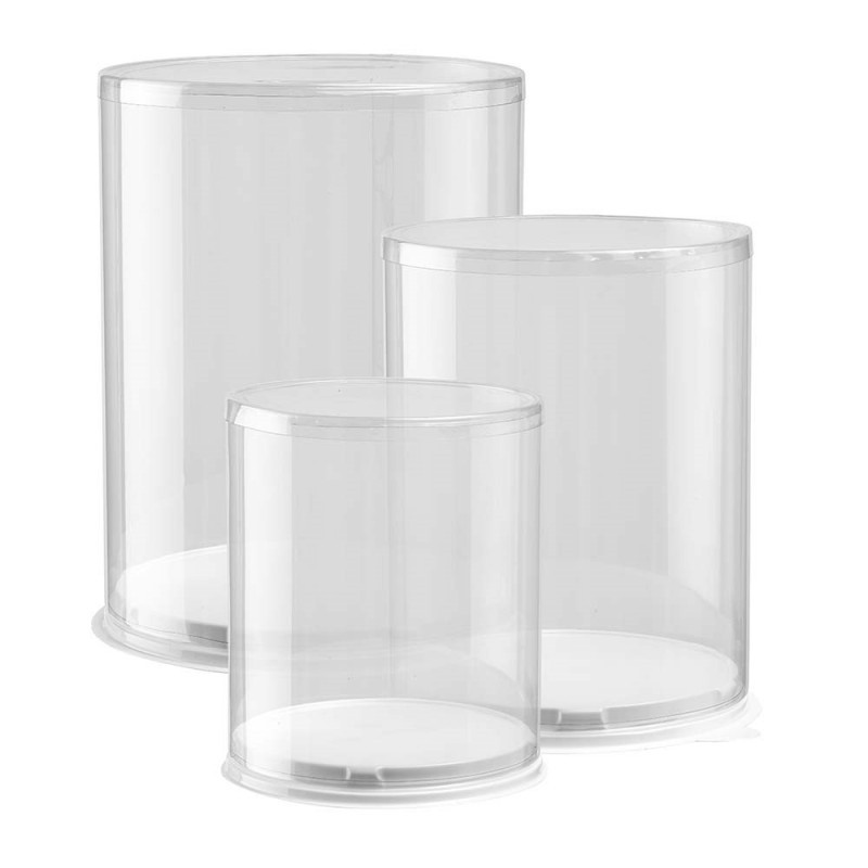 TUBE PVC CRISTAL Ø170H220MM SOCLE BLANC