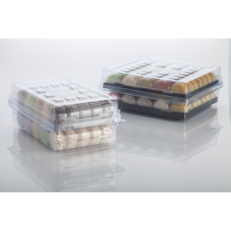 BOITE STOCKAGE 50 MACARONS + 2 ALV. 25 CRISTAL + 2 ALV 25 NOIR