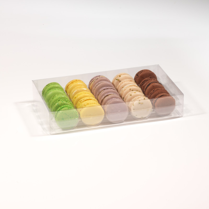 BOITE 25 MACARONS AVEC ALVÉOLE CRISTAL - DIM 264 X 152 X 47/46 MM