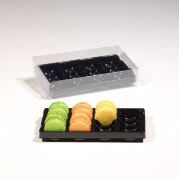 BOITE 16 MACARONS AVEC ALVÉOLE NOIRE